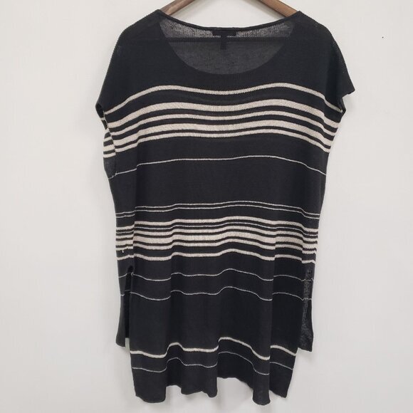 Eileen Fisher Womens Oversized Tunic Top Size M Gray Striped Lagom Sustainable - Picture 2 of 8